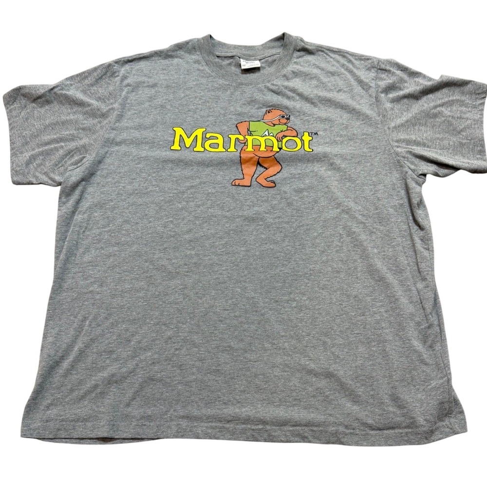 Marmot Mountain Works Mens XXL Grey Graphic T-Shirt Mascot M14130 Short Sleeve
